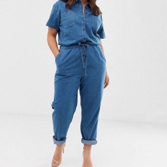 River Island Plus Size Denim Jumpsuit - Picture 2 of 3